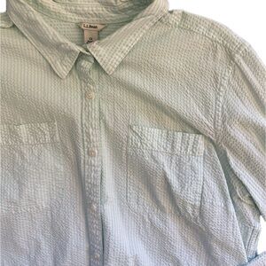 L.L. Bean Light Green Seersucker Shirt